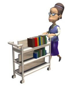 librarian with book cart